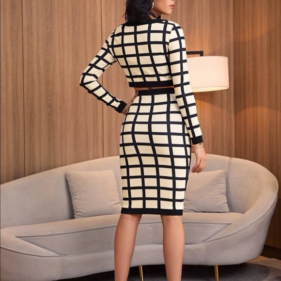 Grid Print 2 Piece Skirt Set - Picture 4 of 4